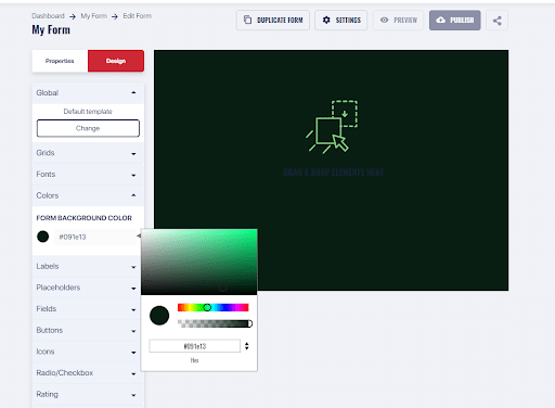 choose color in builder