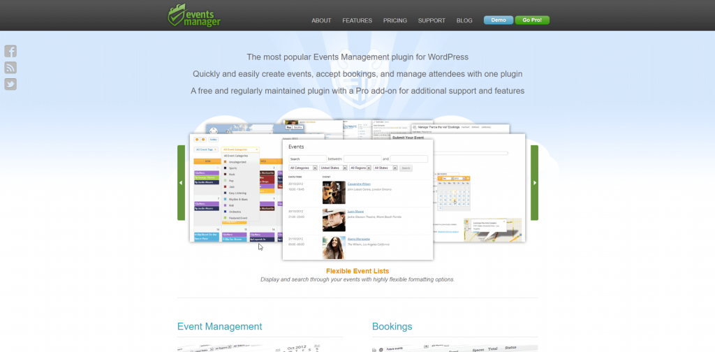 Events Manager Homescreen Screenshot