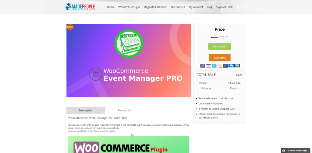 WooCommerce Event Manager Product Page Screenshot