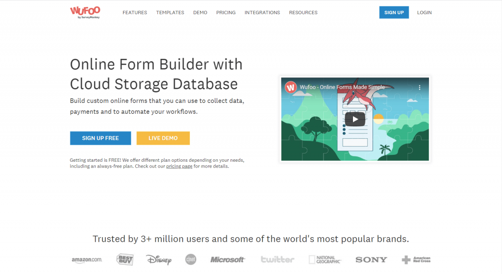Wufoo Home Page Screenshot