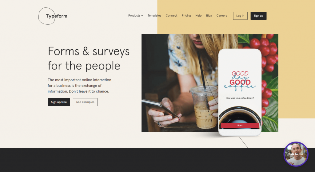 TypeForm Home Page Screenshot