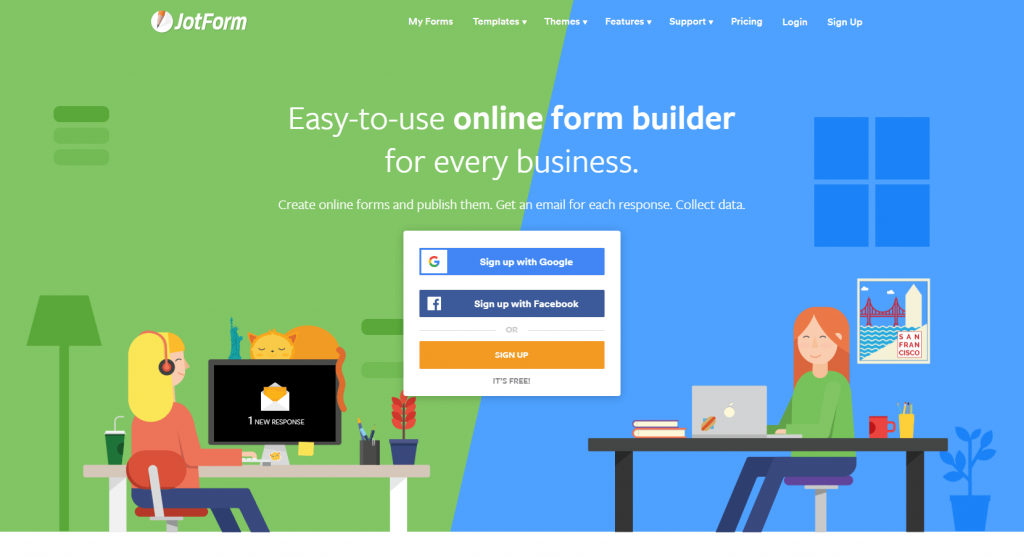 JotForm Home Page Screenshot