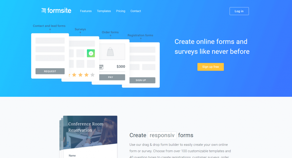 Formsite Home Page Screenshot