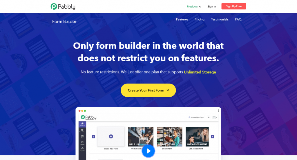 Pabbly Form Builder Product Page Screenshot