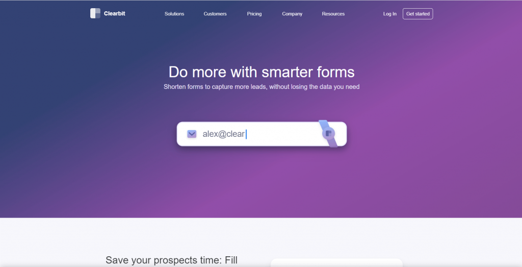 Clearbit Forms Product Page Screenshot