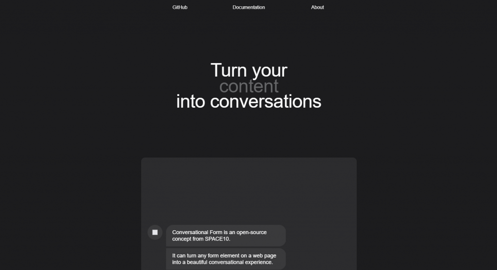 Conversational Form Landing Page Screenshot