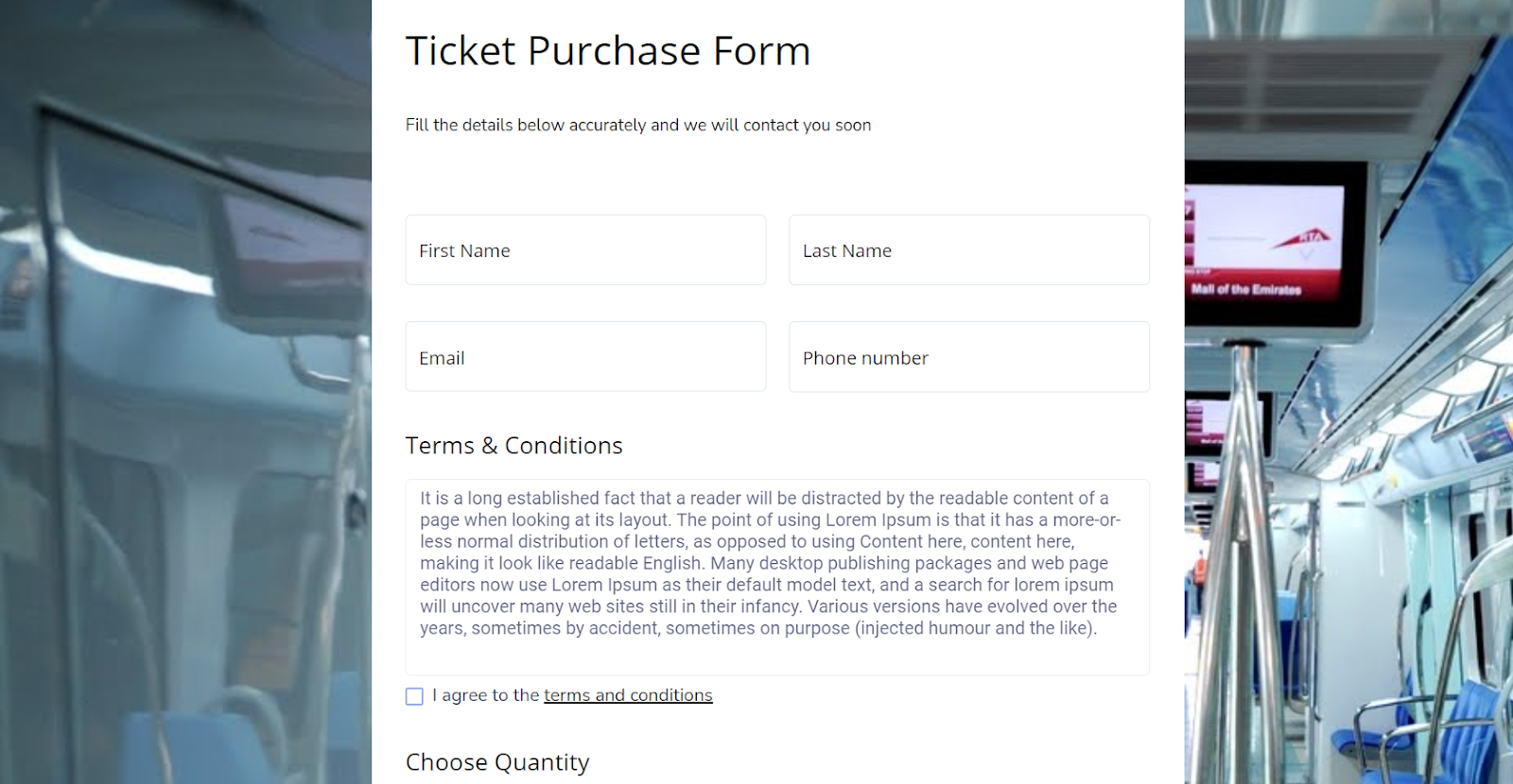 Ticket purchase form template powered by FormBuilder