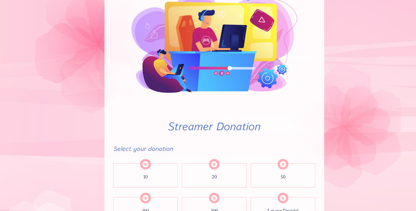 Streamer Donation form with PayPal Payment powered by FormBuilder