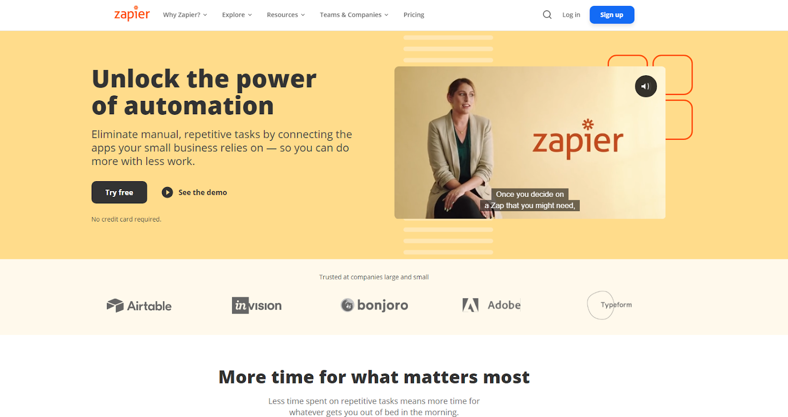 Zapier home page screenshot