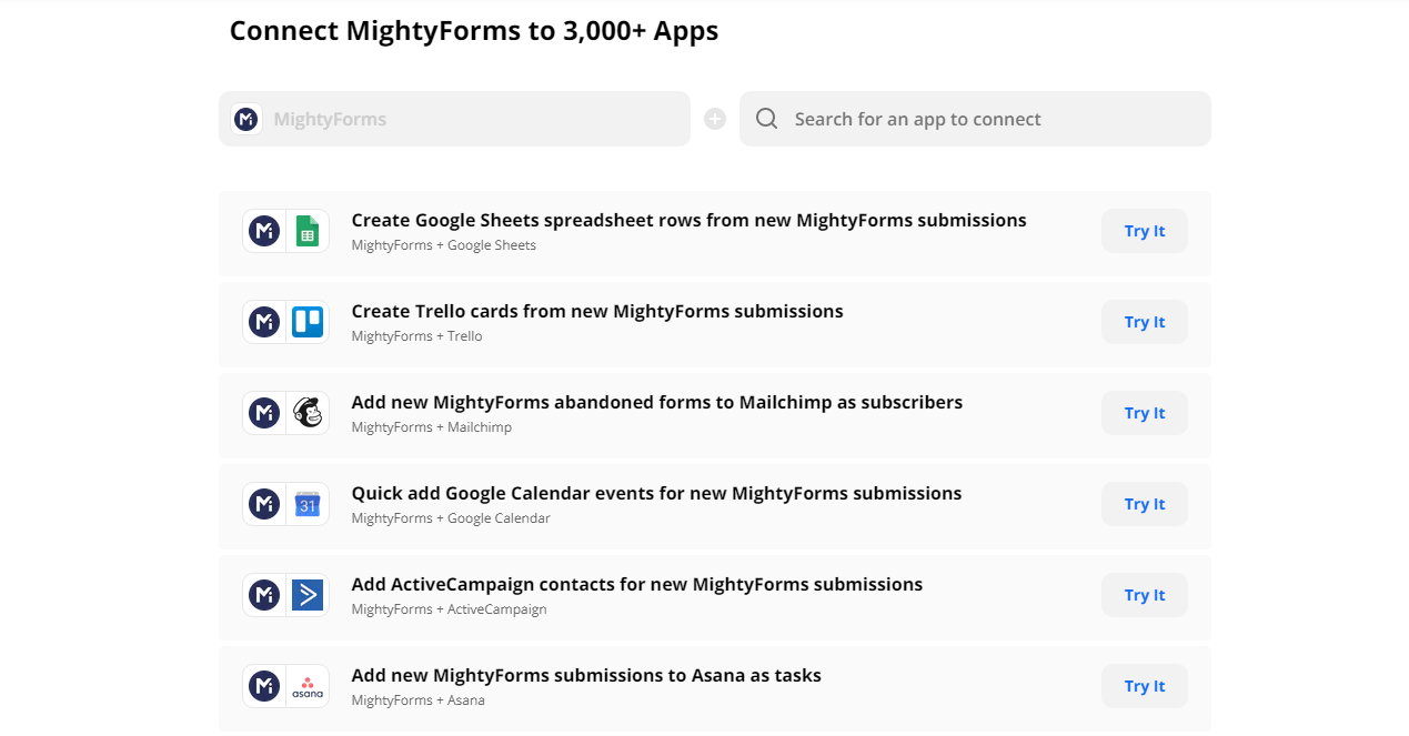 Zap templates for online form builder examples