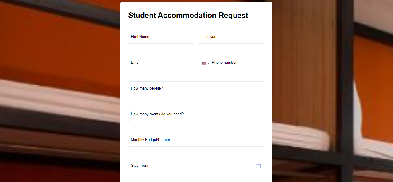 Student Accommodation Request form template FormBuilder