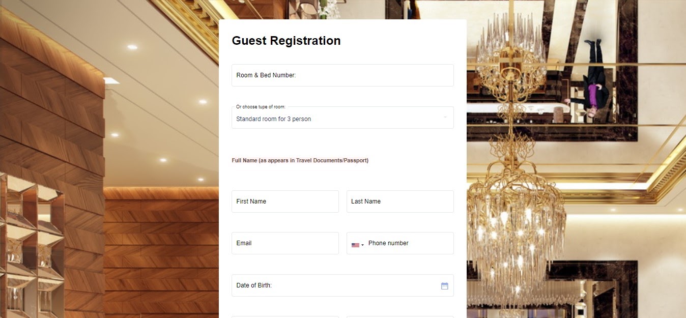 Guest Registration Form template FormBuilder