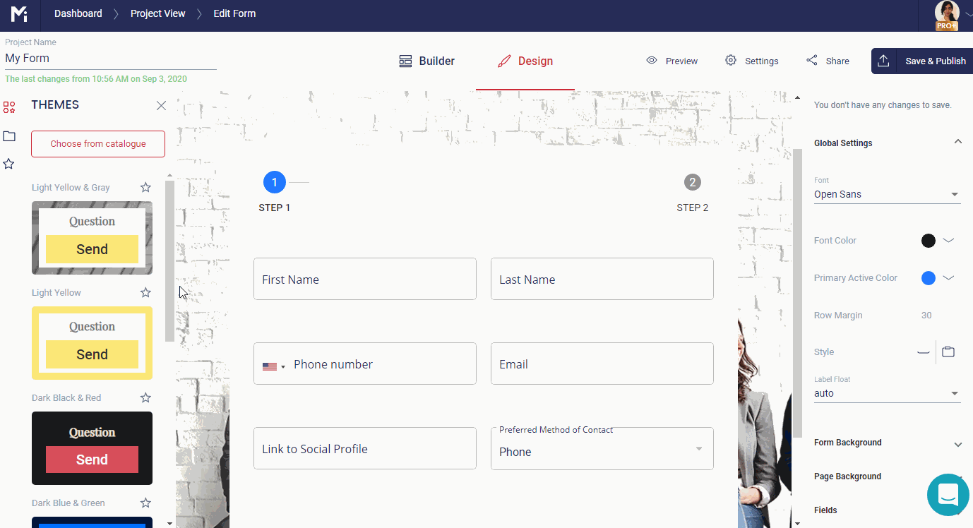 Web Form design - FormBuilder