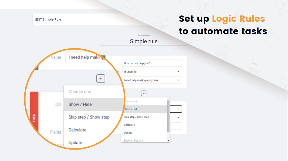 Logic Rules form automation FormBuilder
