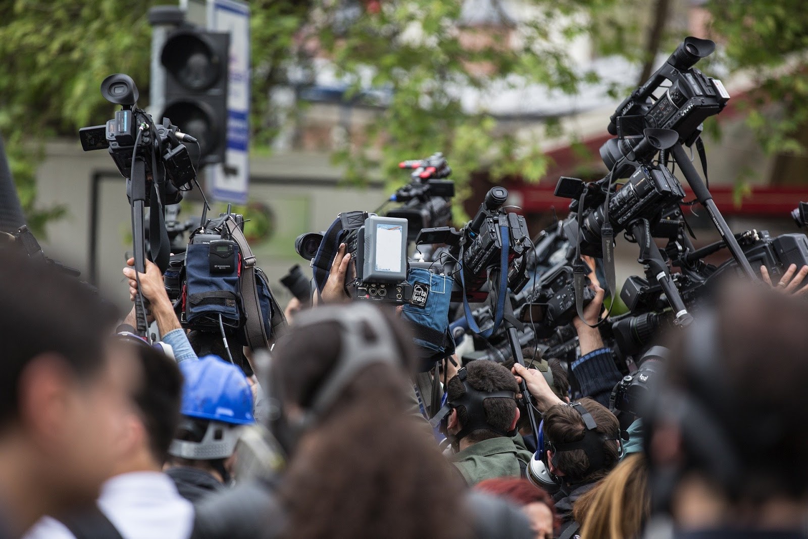 press conference image of cameras