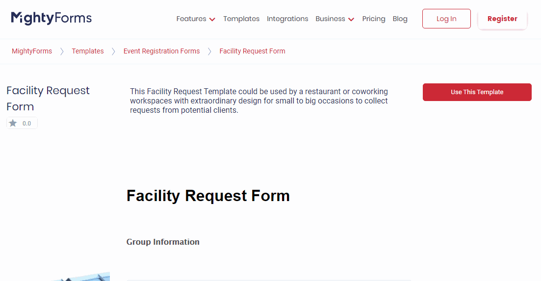 Facility Request Form Template - FormBuilder