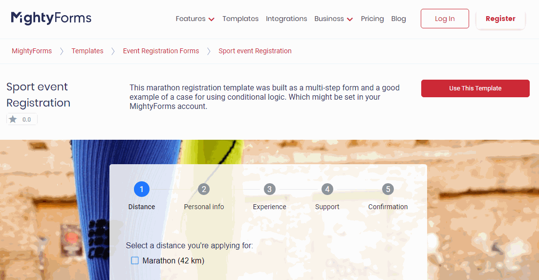 Sport Event Registration Form Template - FormBuilder