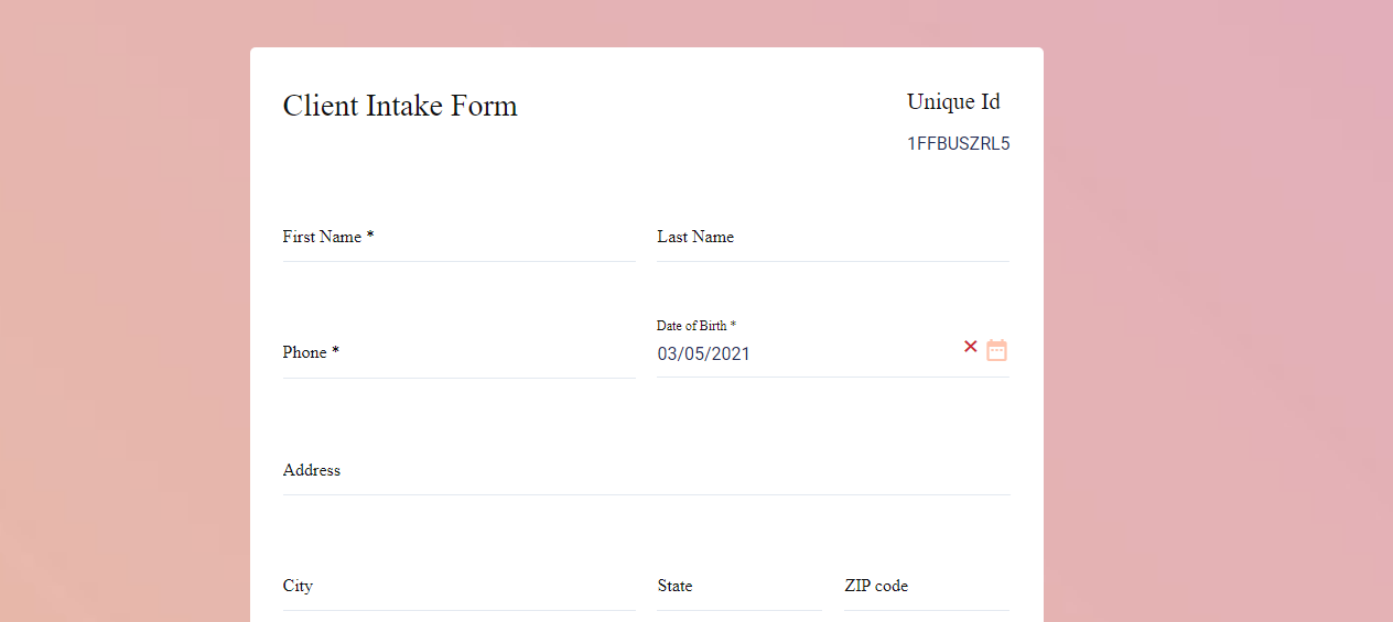 Client Intake Form Template