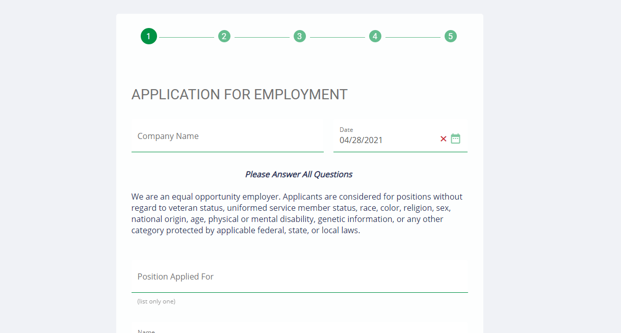 Application for Employment Free Form Template