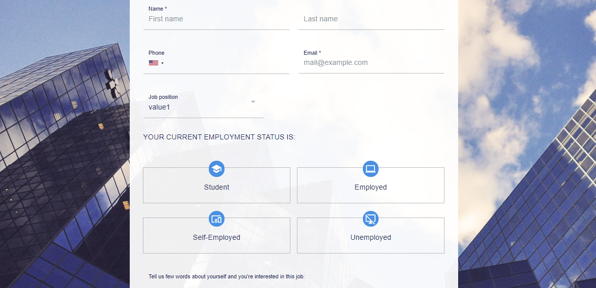 Job Application Form Free Template