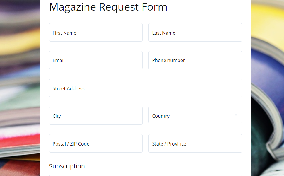 Magazine Request Form template FormBuilder.com