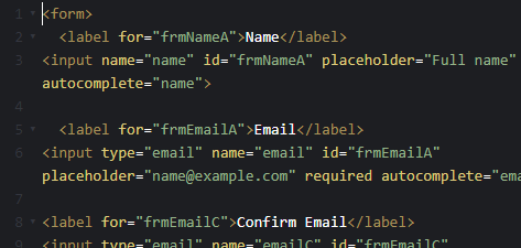 HTML form example