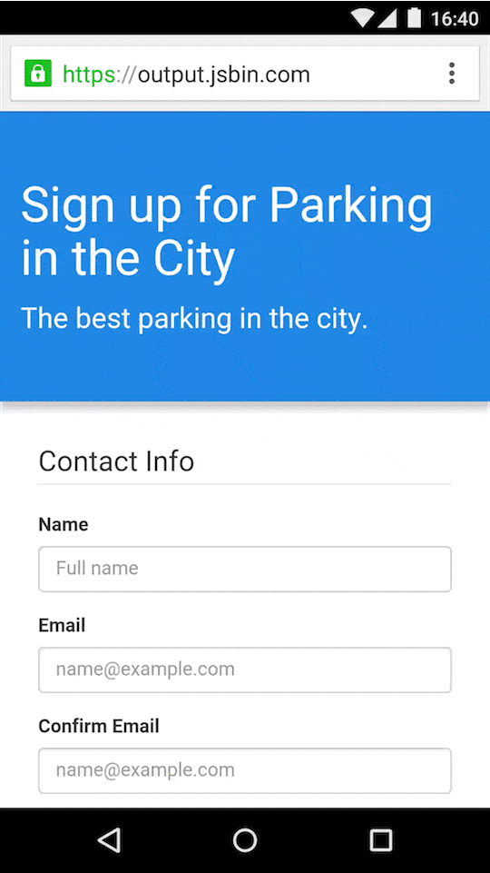 Autofill form example