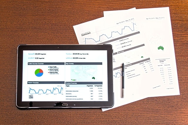 analytics shown on the tablet