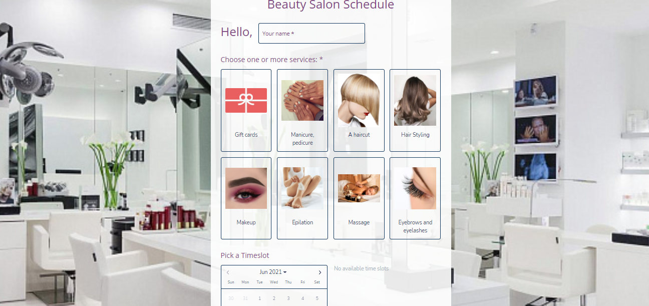 Beauty Salon appointment form template - FormBuilder