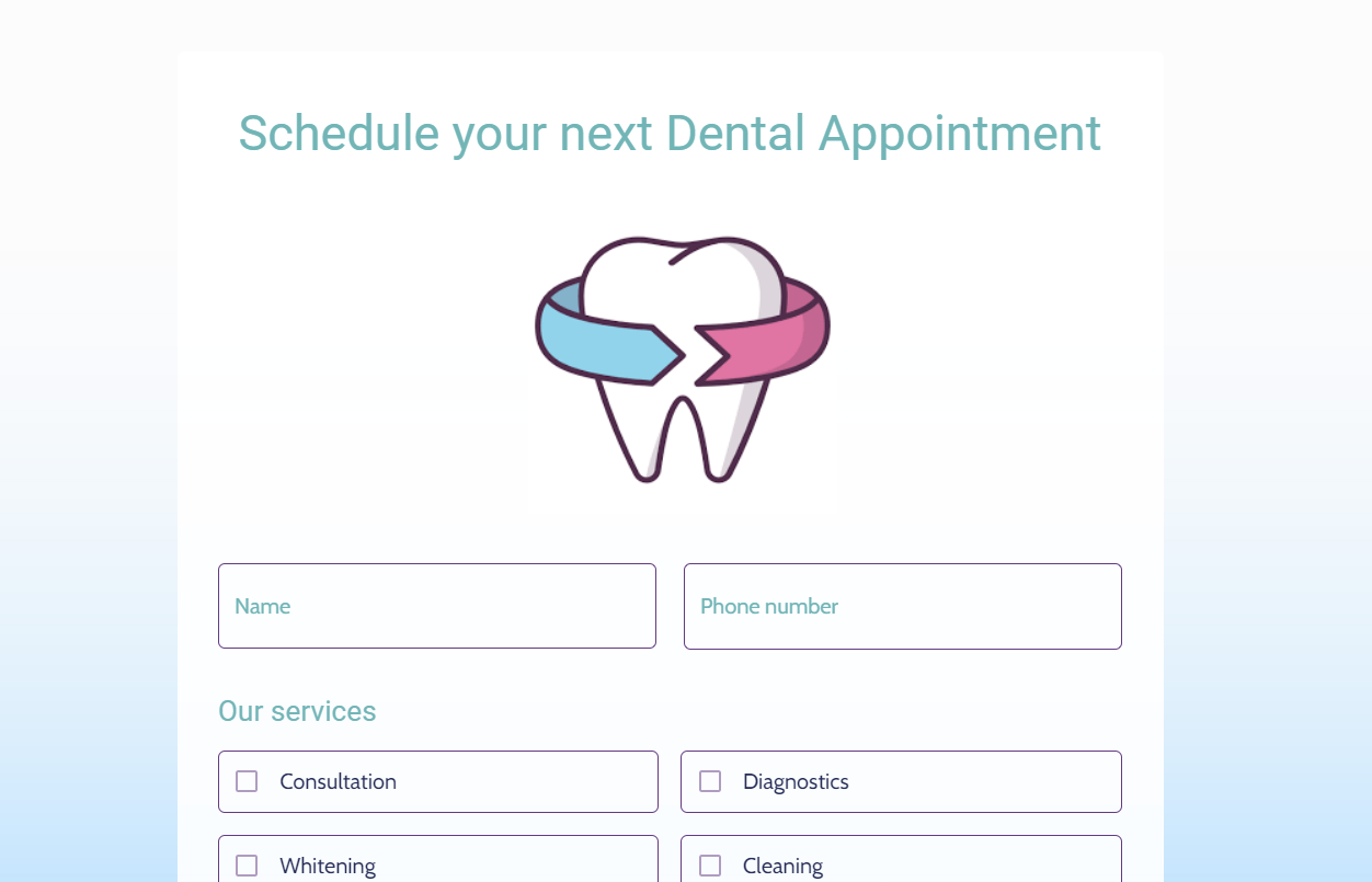 Dentist appointment form template - FormBuilder