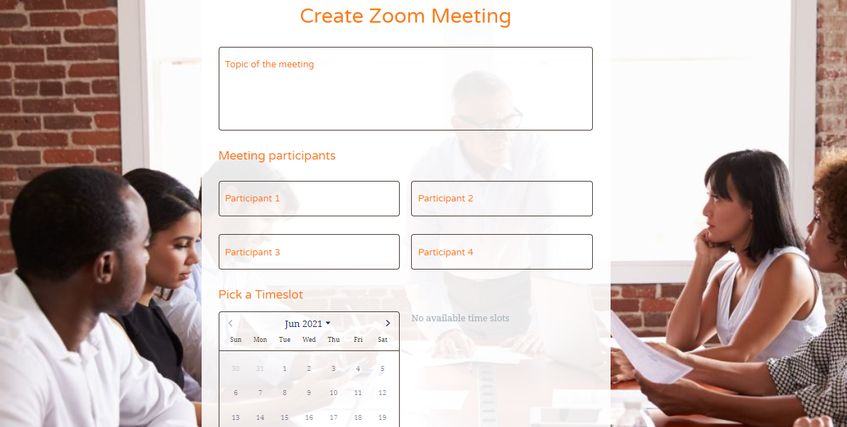 Schedule Zoom meeting form template - FormBuilder