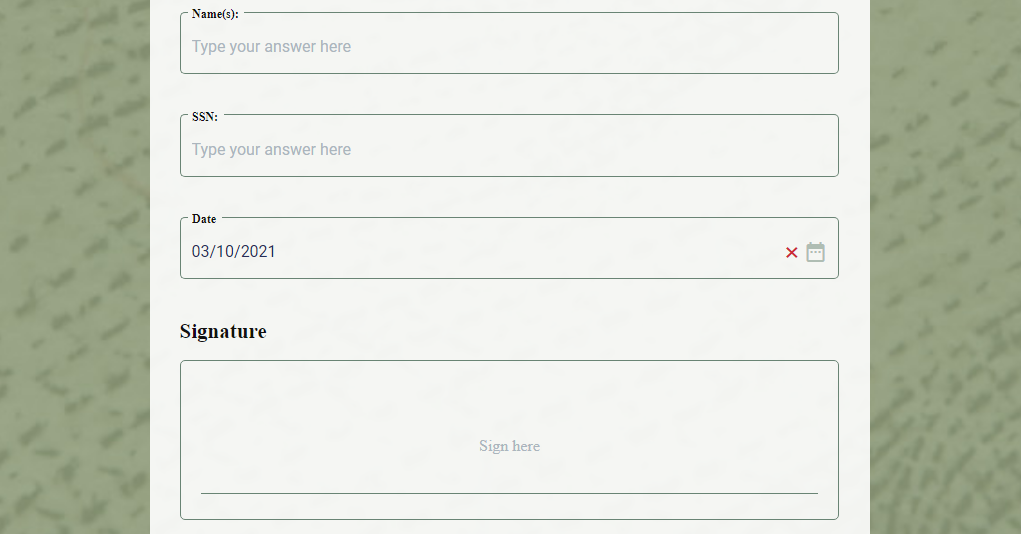 ACH Authorization Form template example with signature field