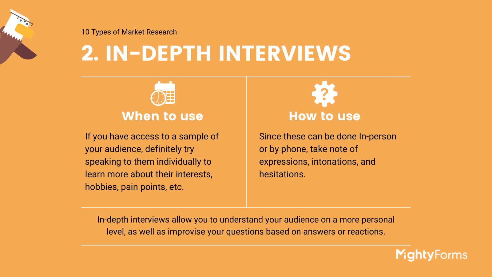 Types of Market Research - In-depth interviews - infographic  FormBuilder