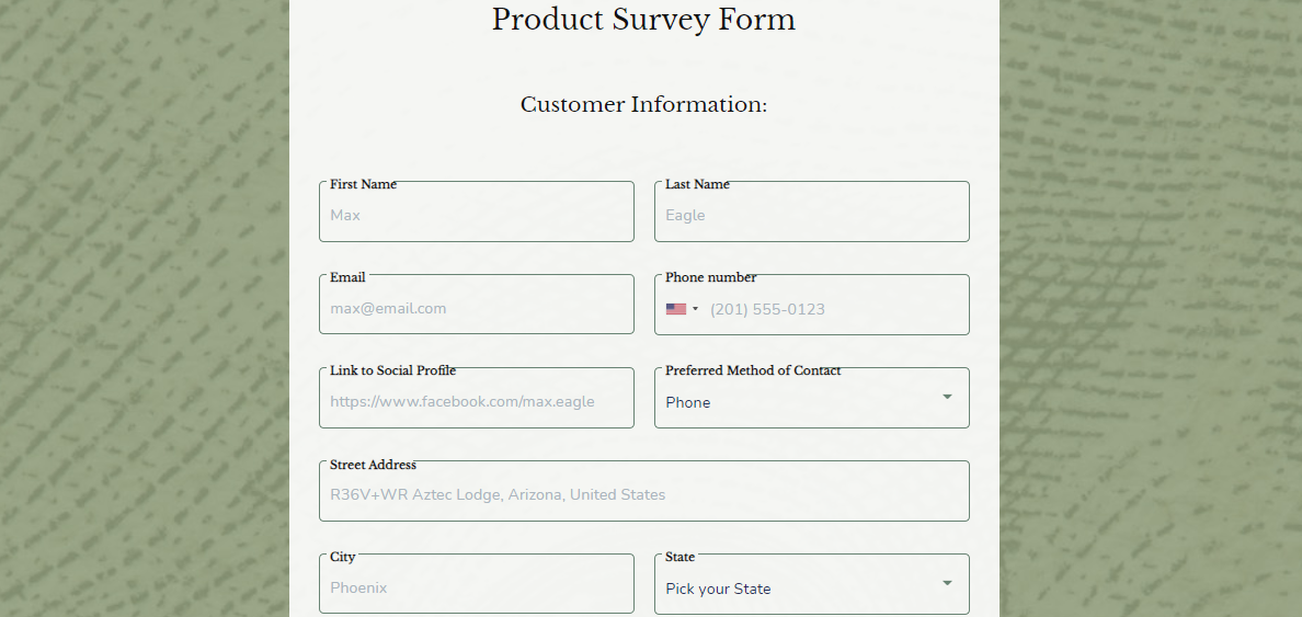 Product Survey Form template - FormBuilder