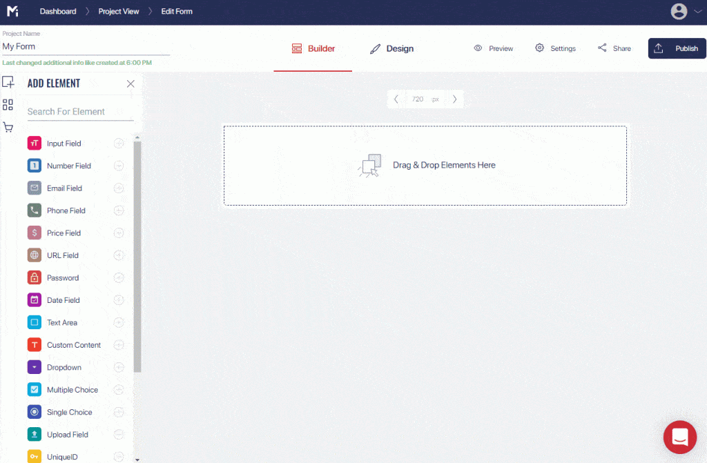 Add fields to your online form
